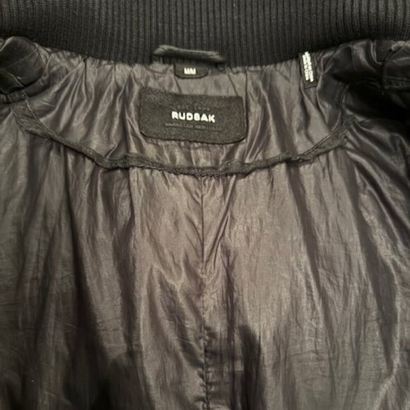 Black Down Parka with Leather Details and Removable Fur, Rudsak, US M - Picture 9 of 9
